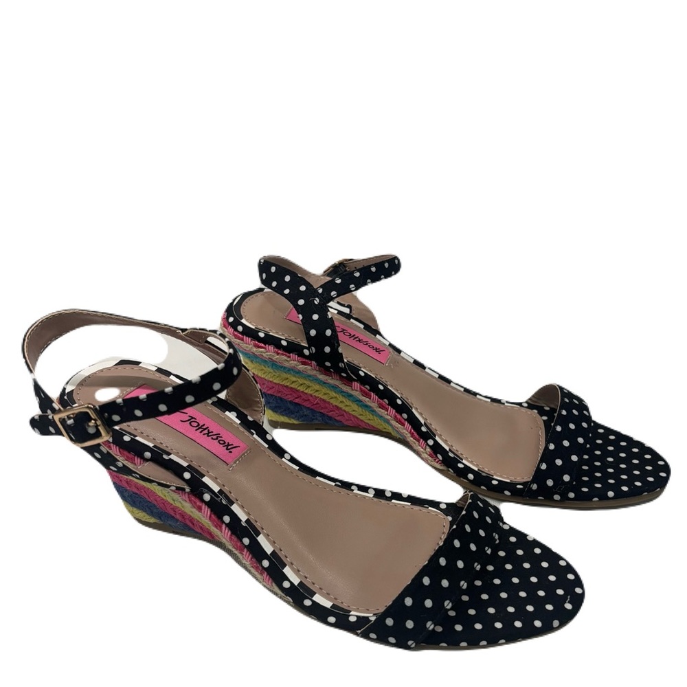 Betsey Johnson Black Polka Dot Wedge Sandals - Picture 4 of 7